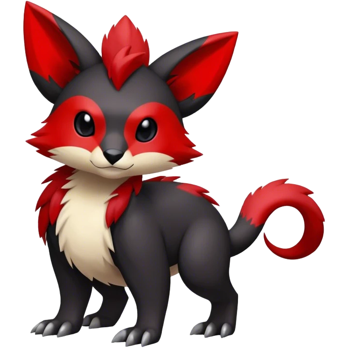 Cool black red animal hybrid Fakemon full body emoji