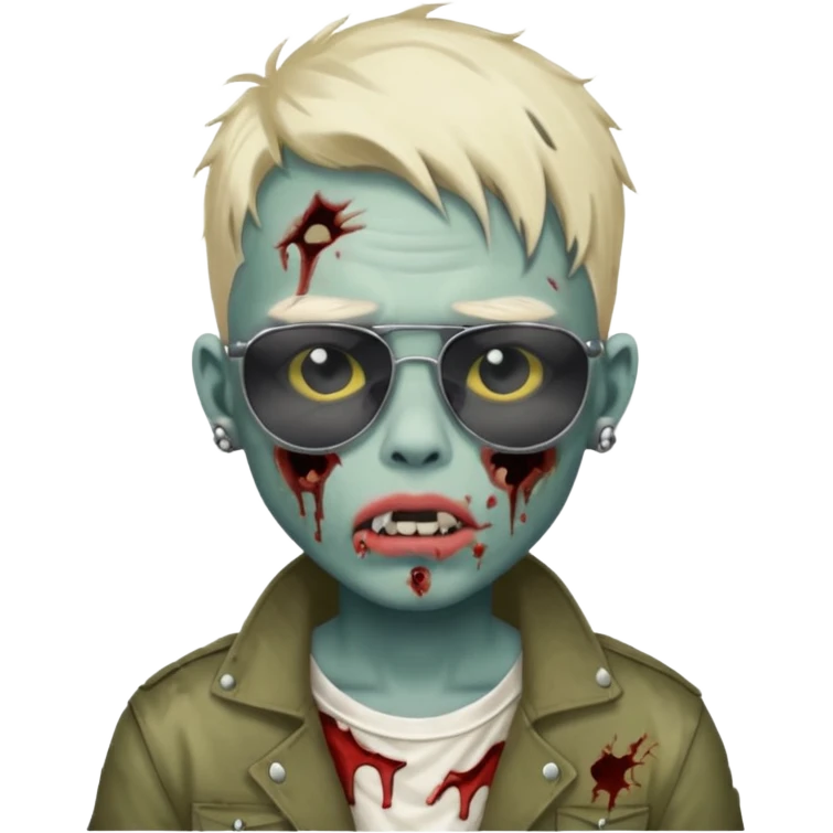 zombie boy model with lip piercing sunglasses emoji