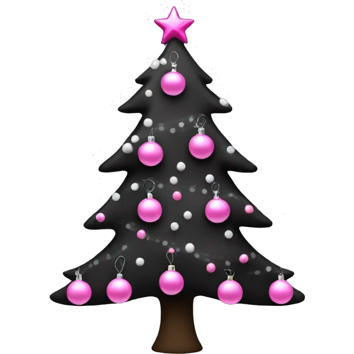 Black Christmas tree with pink and white ornaments  emoji