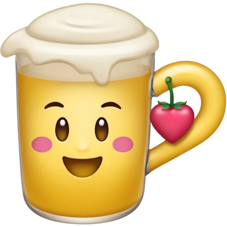 стеклянная кружка чая с розовой ручкой  emoji