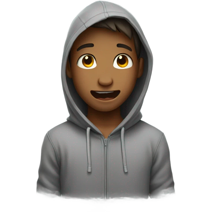 Boy wearing a hoodie crying of happiness  emoji