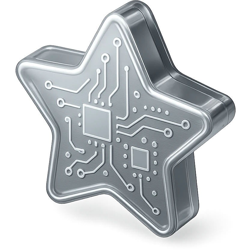 silver star icon, with subtle gradients, shiny effect emoji