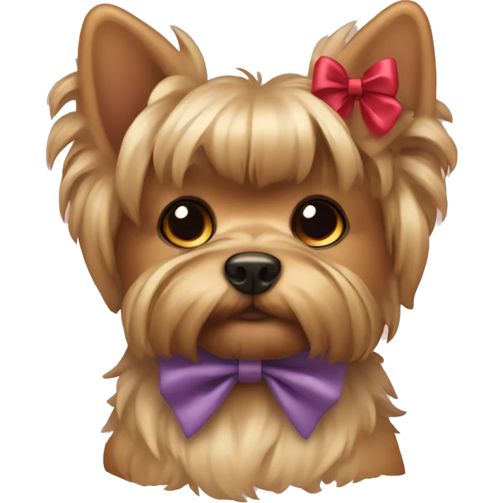 yorkshire dog using a cute bow emoji