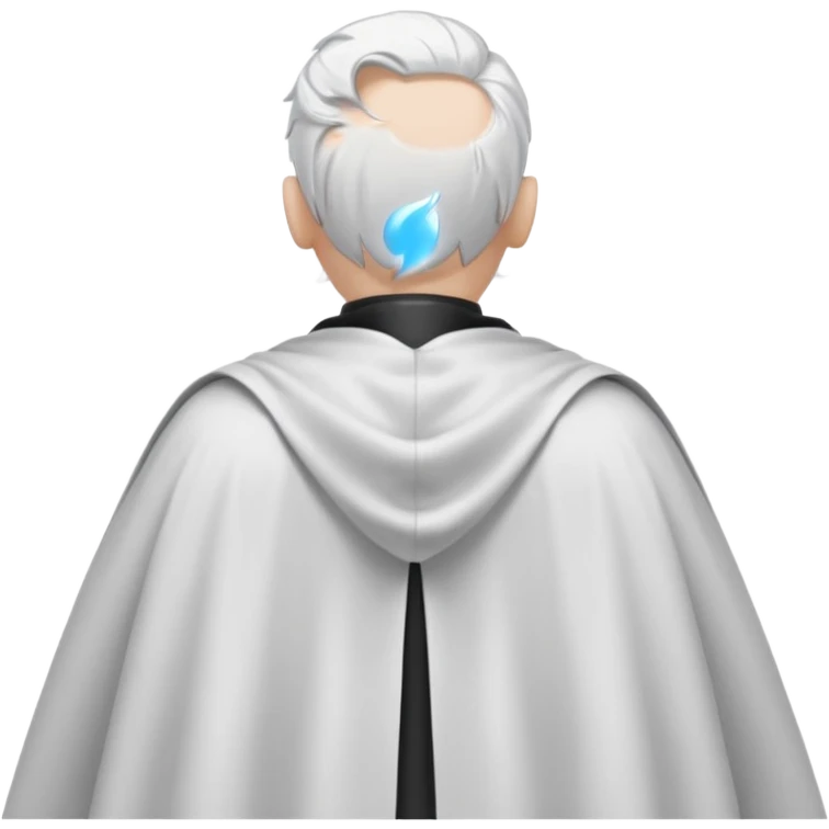 fullbody in frame silverhair god ZEUS, white cape, standing still backview emoji