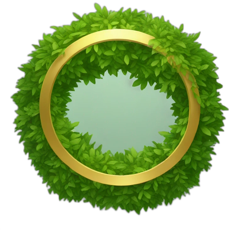 a golden circle with shrubbery inside of it emoji