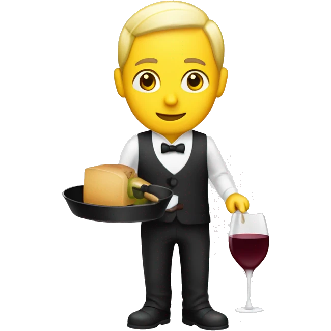 WAITER with tray and wine bottle (yellow emoji) emoji