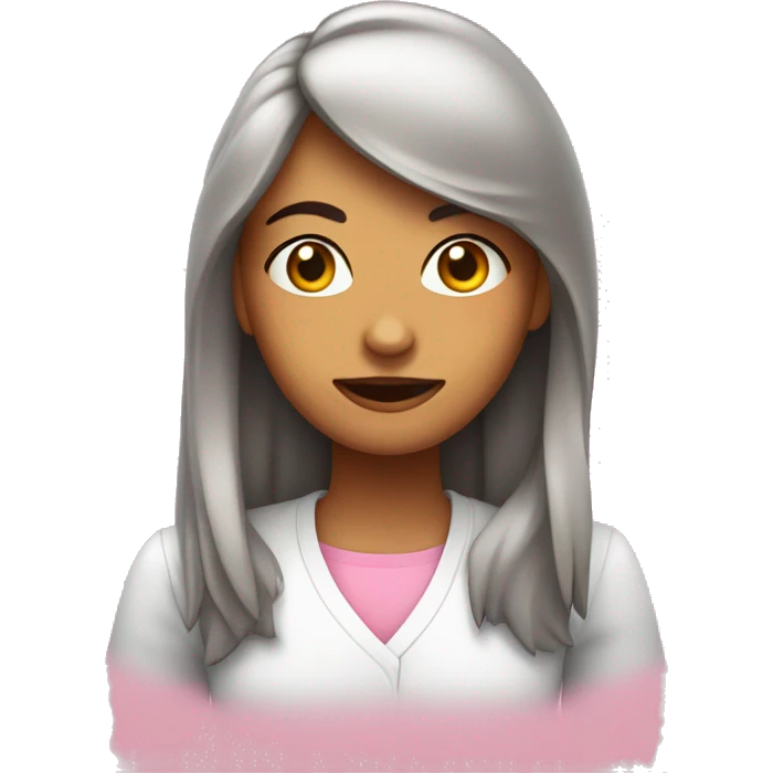 Chica rizada con lazo rosa emoji