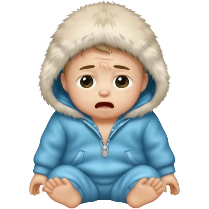 a full body of baby boy wearing fur clothing, crying



















 emoji