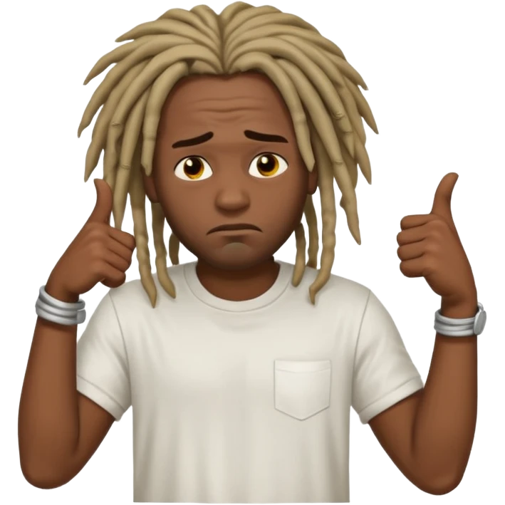 Thumbs down black skinned guys with dreads with his thumbs pointing down emoji