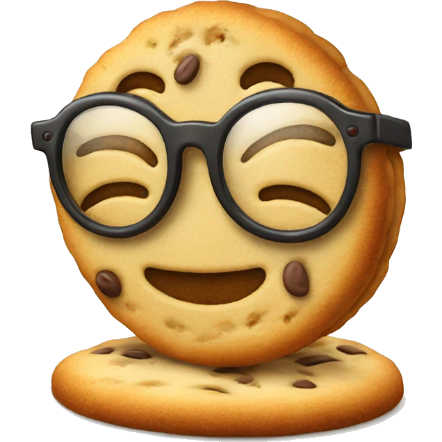 a smart looking cookie with nerdy glasses emoji