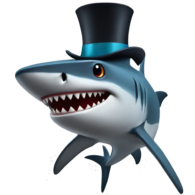 Shark with a top hat emoji