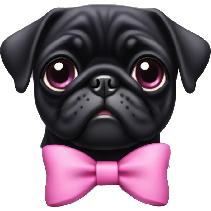black pug with a pink bow emoji
