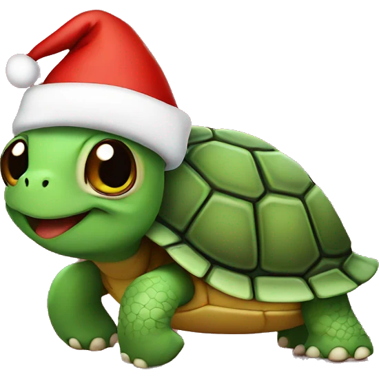 Turtle with a Christmas hat emoji