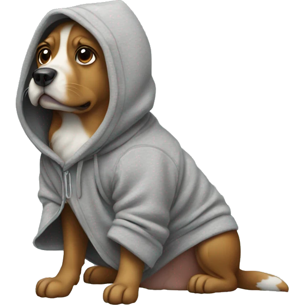 Dog wherein a hoody emoji