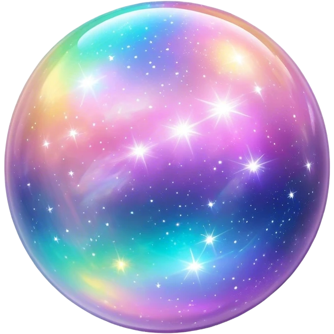 Pastel sparkly glittery iridescent rainbow transparent nebula ball sphere orb emoji