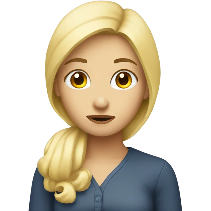 Blonde girl with a question mark and thinking emoji