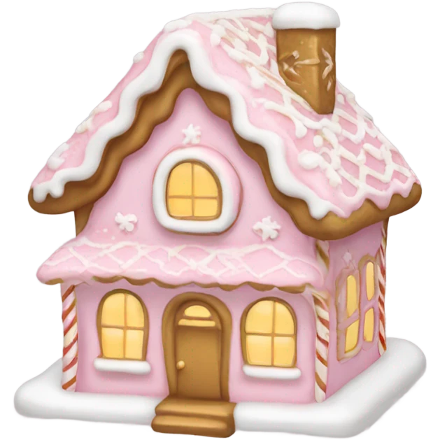 light pink and gold and white gingerbread house emoji