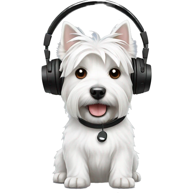 west highland white terrier with black headphone emoji
