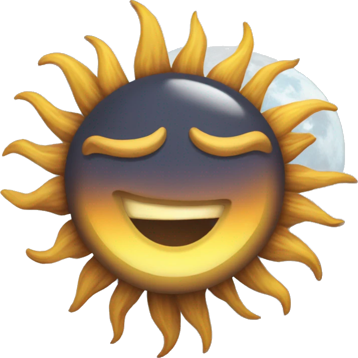 Sun says good morning to moon emoji
