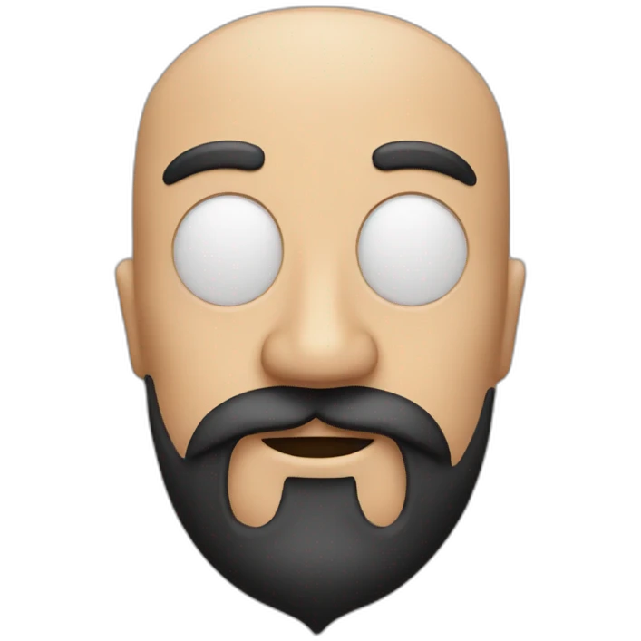 a bald smiley man with moustache and long black beard emoji