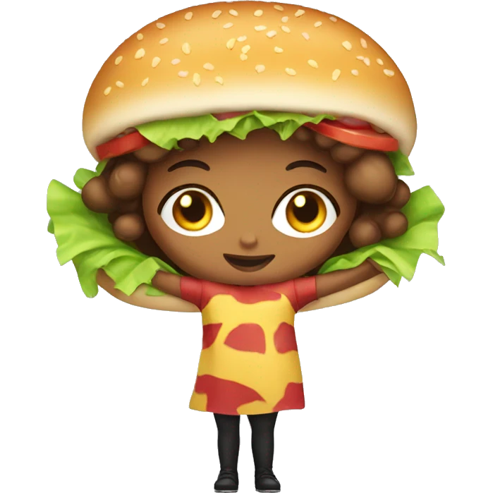 girl being in a hamburger costume emoji