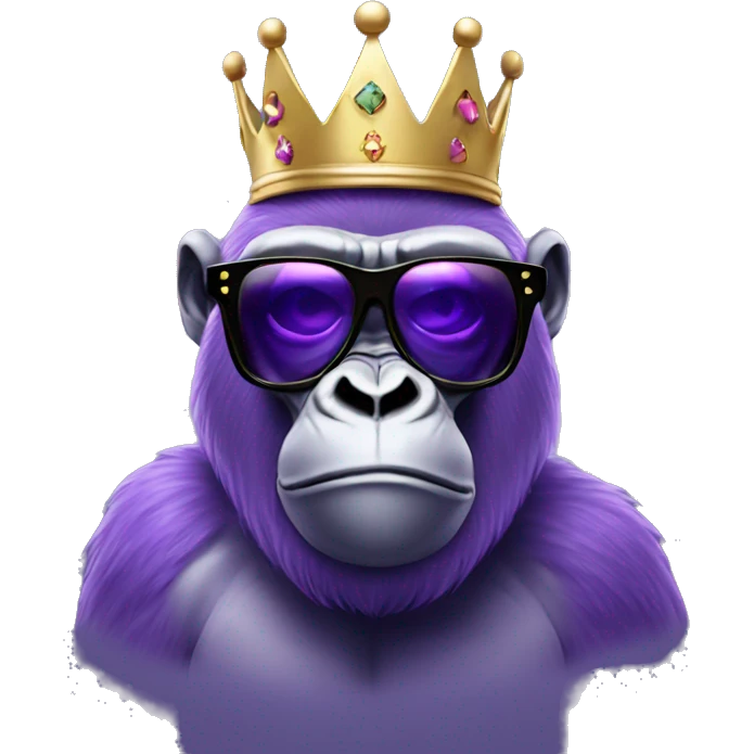 purple gorilla with crown and sunglasses emoji