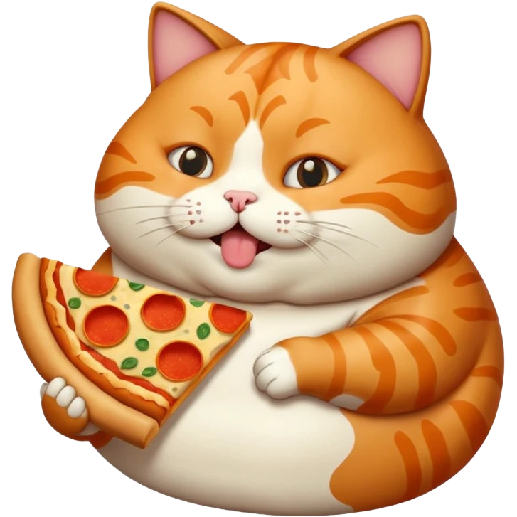 Fat cat eating pizza emoji