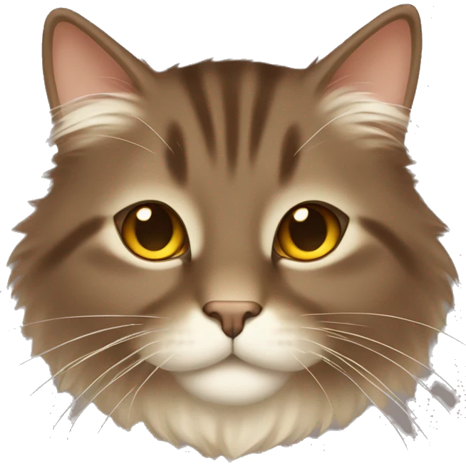 A super fluffy medium brown cat with gold eyes and light beige chin emoji