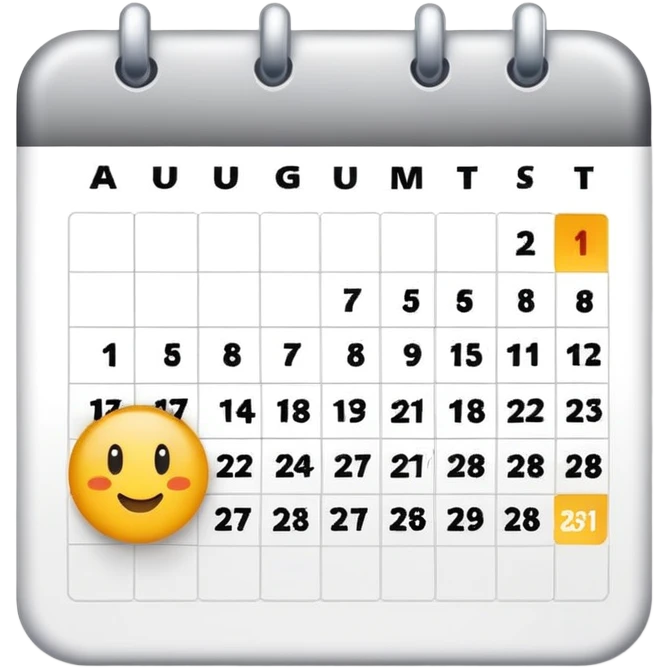 August calendar only showing data 13 emoji