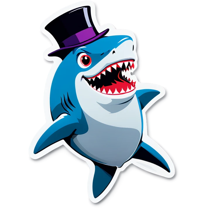 Shark with a top hat emoji