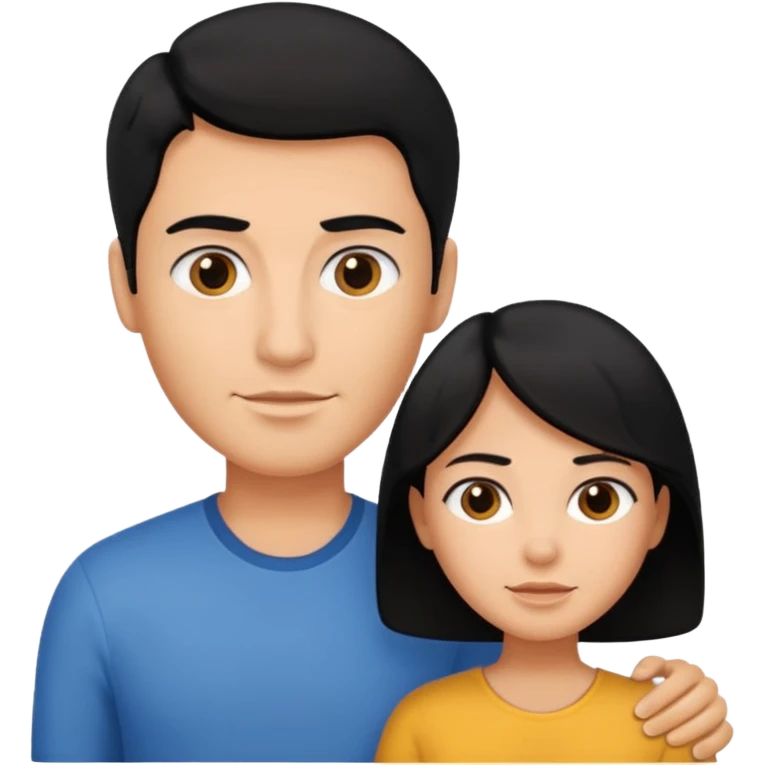 A family of a man, a woman and a boy, slightly tanned, having black hair emoji