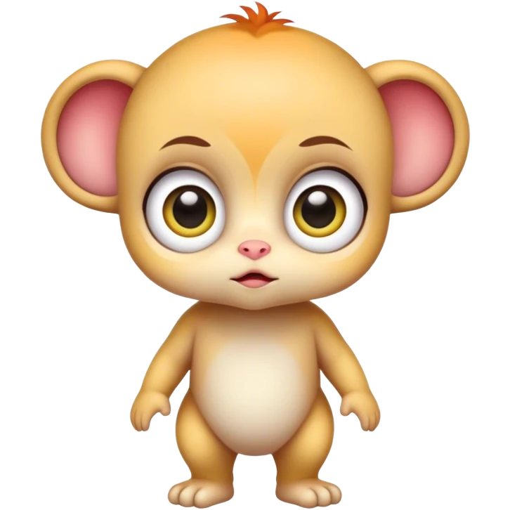Adorable colorful baby edgy animal-hybrid full body, big Eyes emoji