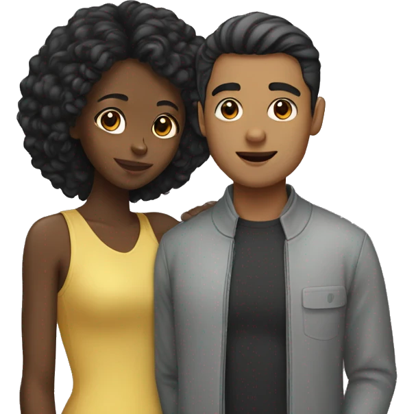 black girl with asian man emoji