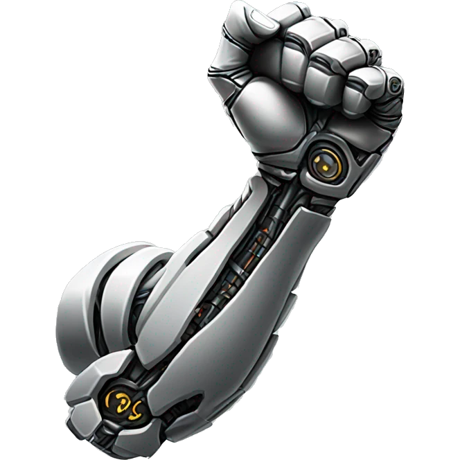 Cyborg arm only flexing bicep emoji
