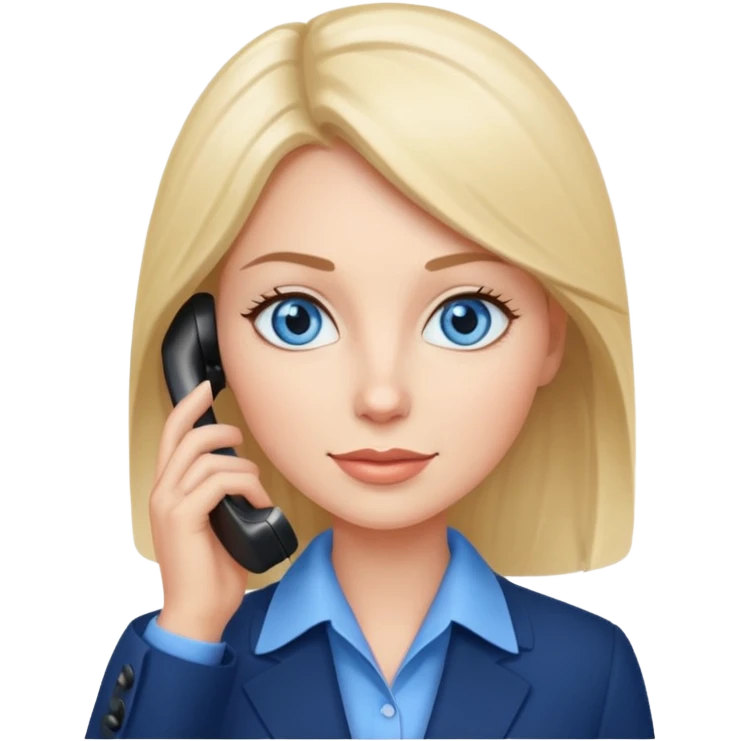 business woman with blue eyes talking on the mobile phone emoji