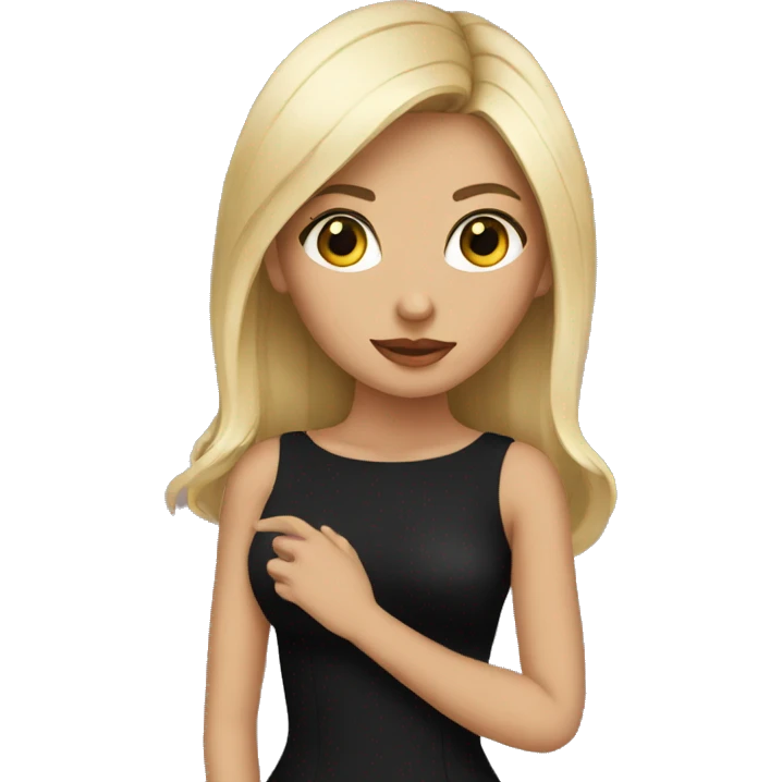 a black dress and a pokerface emoji