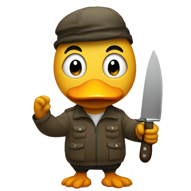 duck holding with a human hand a knife  emoji
