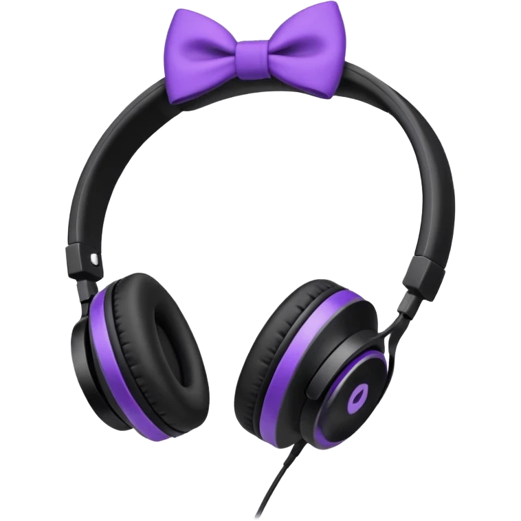 headphones with bow on the right side black and purple  emoji
