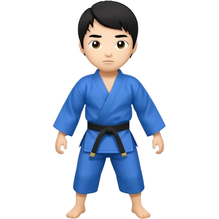 Кимоно синий для дзюдо мальчик с черными волосами все тело черный пояс emoji