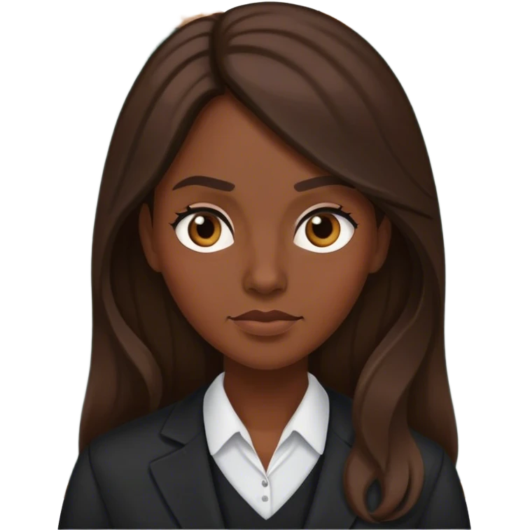 Strict female teacher wearing black with Long Brown hair emoji