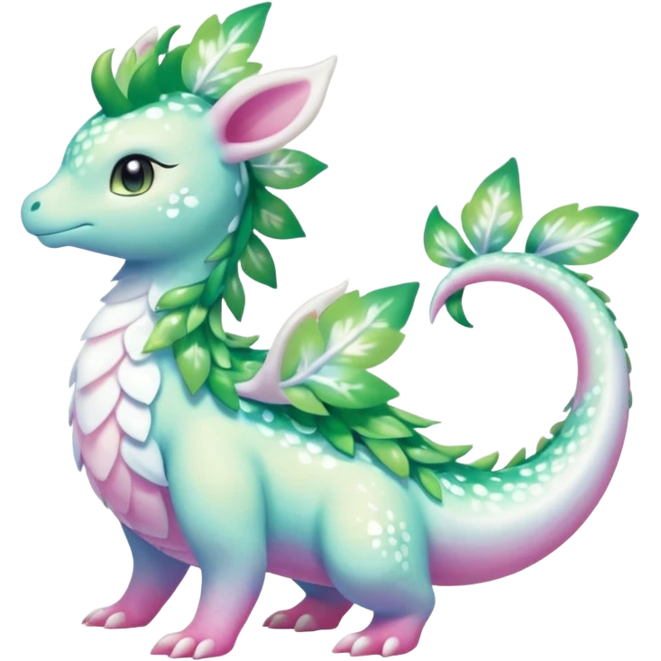 Shiny Sparkly beautiful gorgeous ethereal Scaley Exotic Shaymin-Aurorus-Dragonair-Fakémon-hybrid-creature (full body) emoji