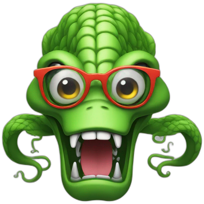 evil hydra with glasses emoji
