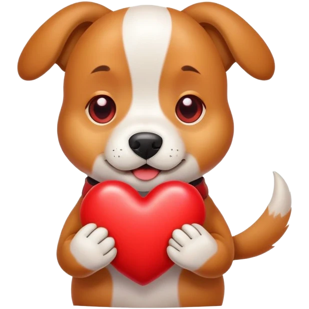 Dog squeezing a red heart emoji