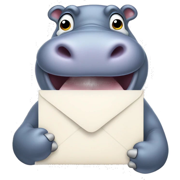 hippo mailing a letter emoji