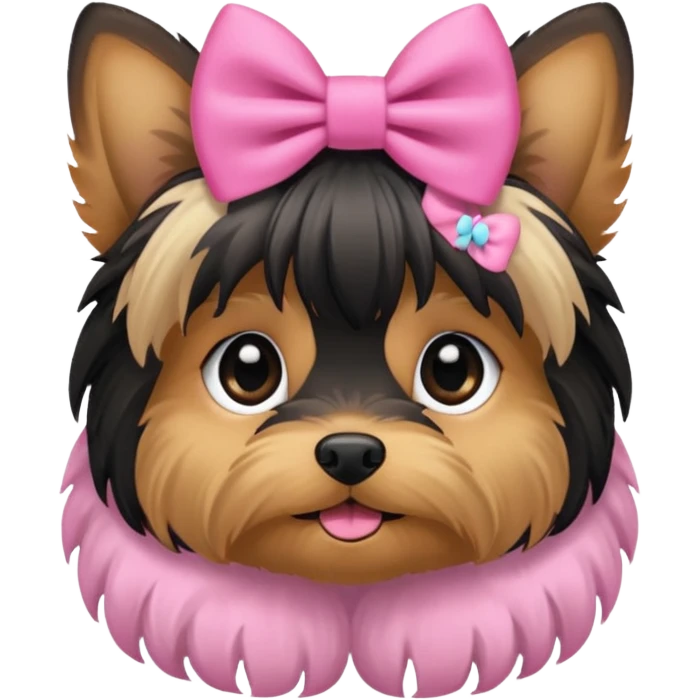 yorkie with a pink bow emoji