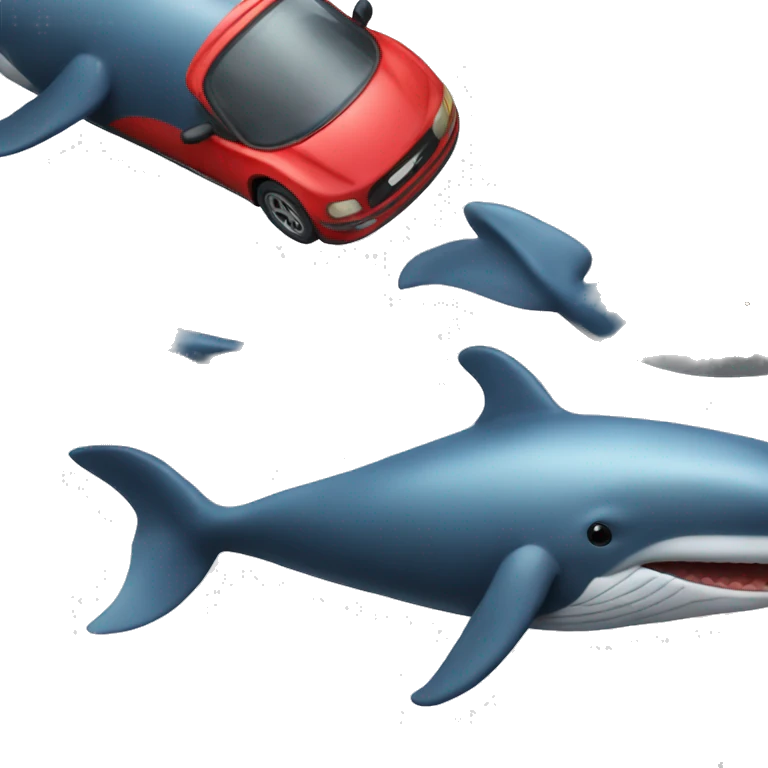 racer whale with small red car emoji