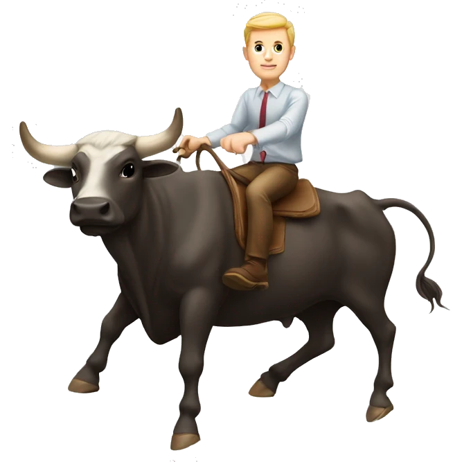 Skinny white man riding a bull emoji