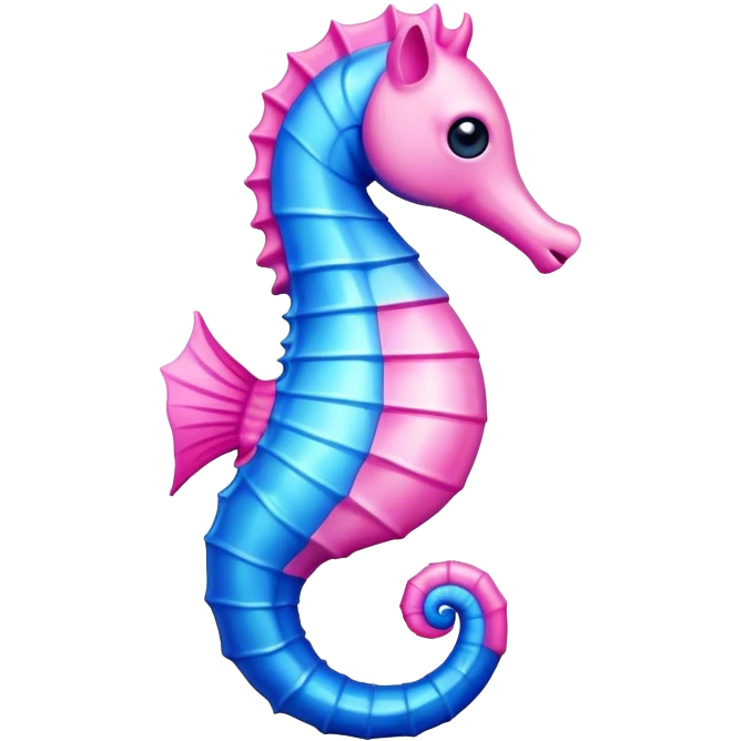 Little blue-pink seahorse emojy emoji