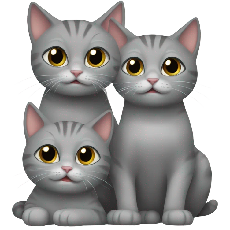 2 gray cats with kittens emoji