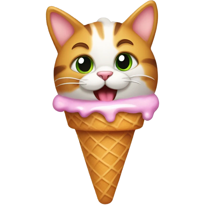 A cat eating an ice cream cone emoji